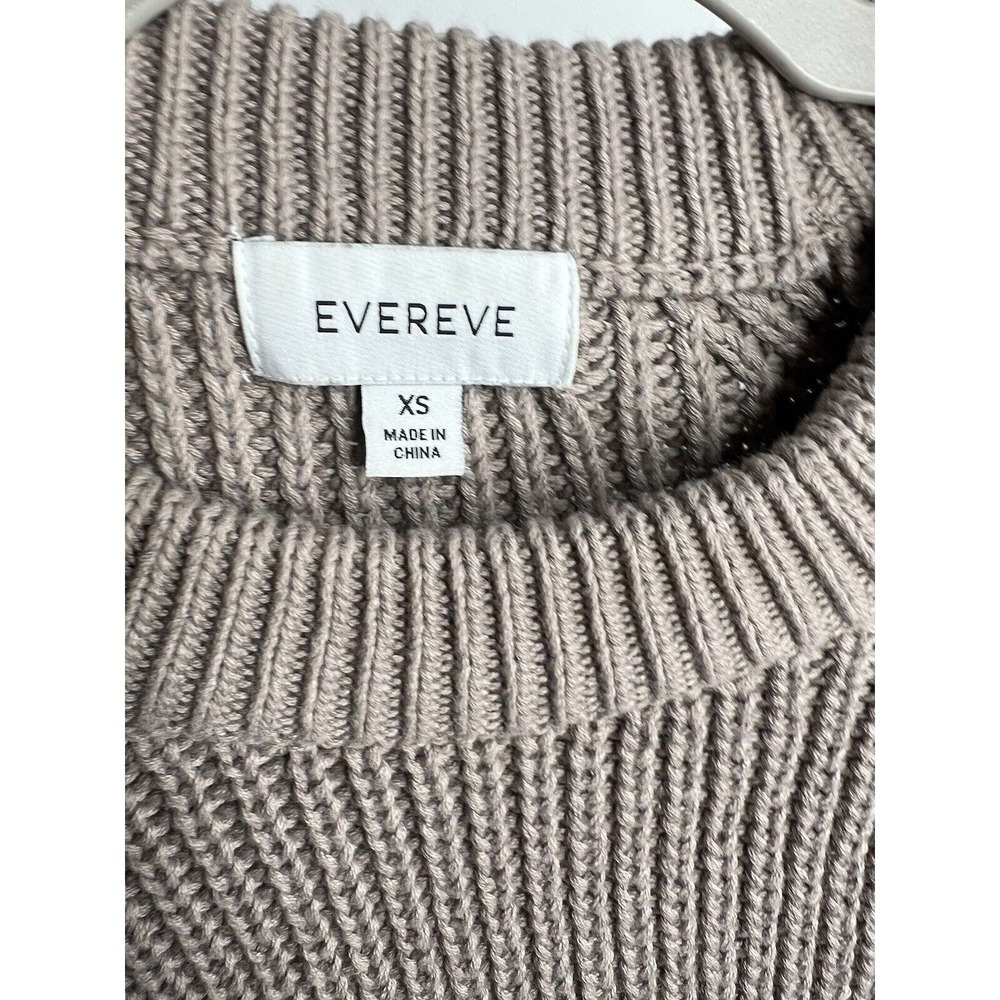 Evereve Sweater Womens XS Tan Pullover Chunky Knit Crew Neck Minimalist Casual - Picture 3 of 16